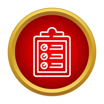 Checklist icon showing completed tasks in red circle Stock Illustration