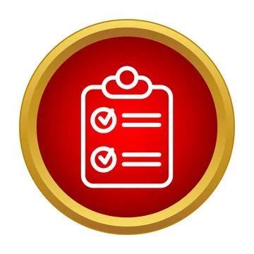 Checklist icon showing completed tasks in red circle Stock Illustration