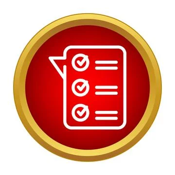 Checklist icon showing completed tasks on red background Stock Illustration