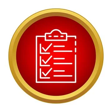 Checklist icon showing task completion on red background Stock Illustration