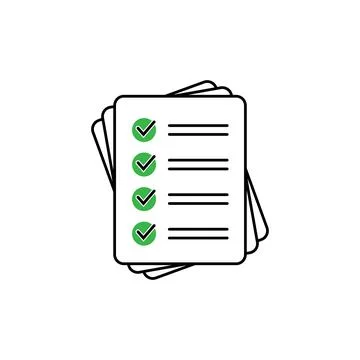 Checklist icon for web with green check boxes isolated on white background. Stock Illustration