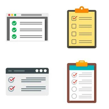 Checklist icons set flat isolated Stock Illustration