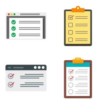Checklist icons set flat vector isolated Illustrazione stock
