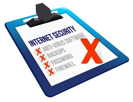 Checklist for internet security on a clipboard Stock Illustration