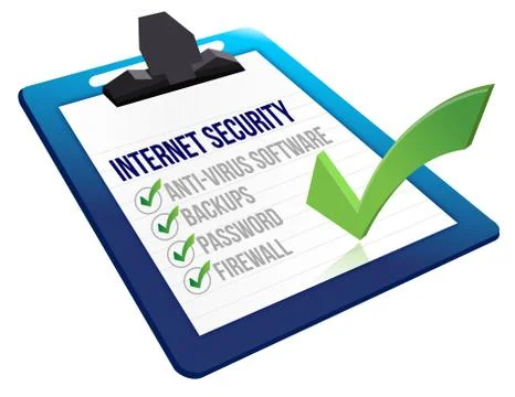 Checklist for internet security on a clipboard Stock Illustration