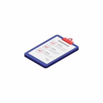 Checklist Isometric left view - White Background icon vector isometric. Stock Illustration