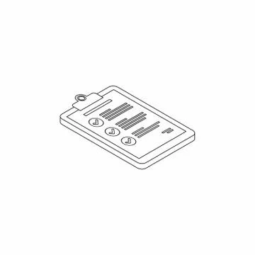 Checklist Isometric right view - Black Outline icon vector isometric. Stock Illustration