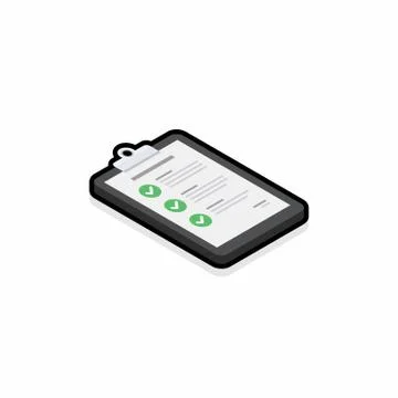 Checklist Isometric right view - Black Stroke+Shadow icon vector isometric. Stock Illustration
