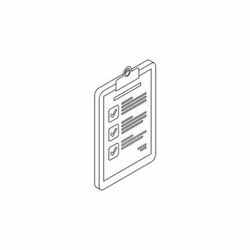 Checklist Isometric right view - Black Outline icon vector isometric. Stock Illustration