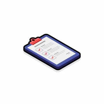 Checklist Isometric right view - Black Stroke+Shadow icon vector isometric. Stock Illustration