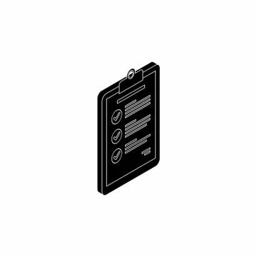 Checklist Isometric right view - White Outline icon vector isometric. Stock Illustration