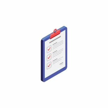 Checklist Isometric right view - White Background icon vector isometric. Stock Illustration