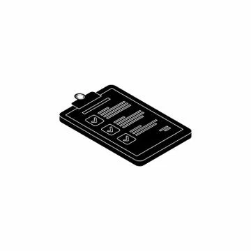 Checklist Isometric right view - White Outline icon vector isometric. Stock Illustration