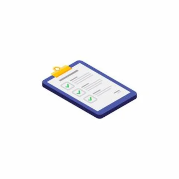 Checklist Isometric right view - White Background icon vector isometric. Stock Illustration