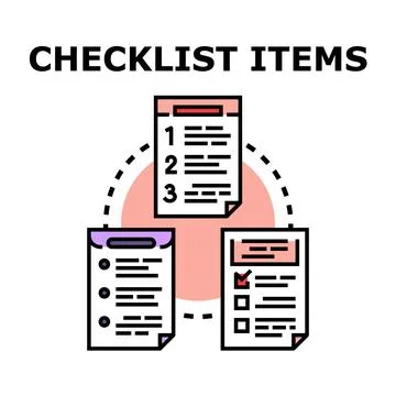 Checklist items planning task management concept Stock Illustration
