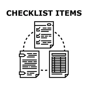 Checklist items, task management, and document organization concept Stock Illustration