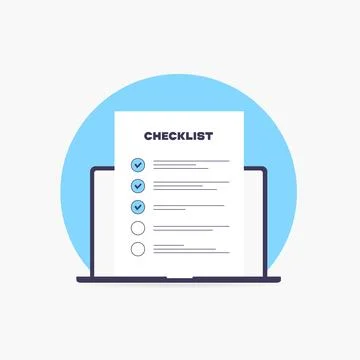 Checklist on laptop screen - task management, productivity and workflow Stockillustratie