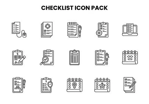 Checklist Line Design Icons Pack Stock Illustration