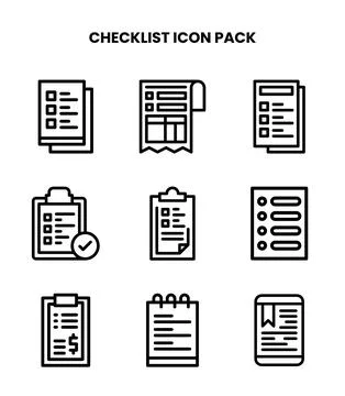 Checklist Line Graphics Icons Pack 库存插图