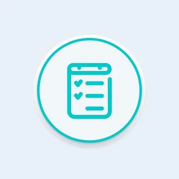 Checklist line icon, completed tasks, goals, results, vector illustration Illustrazione stock