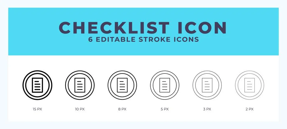 Checklist line icon illustrations with editable strokes. Stock Illustration