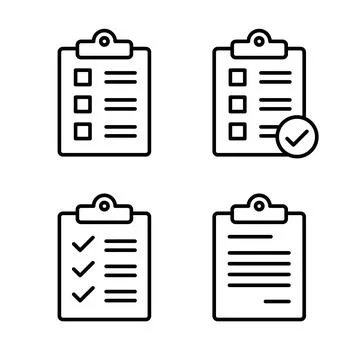 Checklist Line Icon Set Outline Vector Collection Stock Illustration