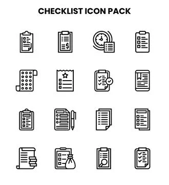 Checklist Line Icons Pack Stock Illustration