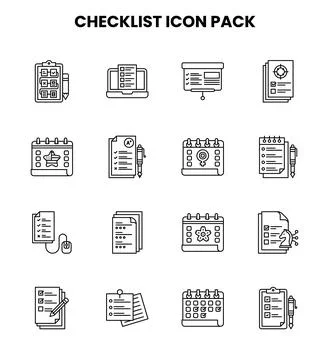 Checklist Line Scalable Icons Pack Stock Illustration