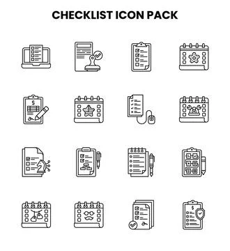 Checklist Line Scalable Icons Pack Stock Illustration