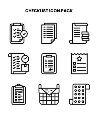 Checklist Line Set Icons Pack Stock Illustration