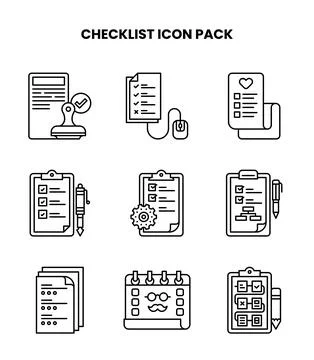 Checklist Line UI Icons Pack Stock Illustration