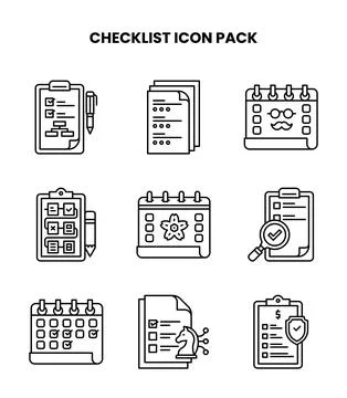 Checklist Line Vector Icons Pack Stock Illustration