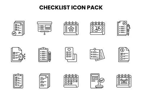 Checklist Line Vector Icons Pack Stock Illustration