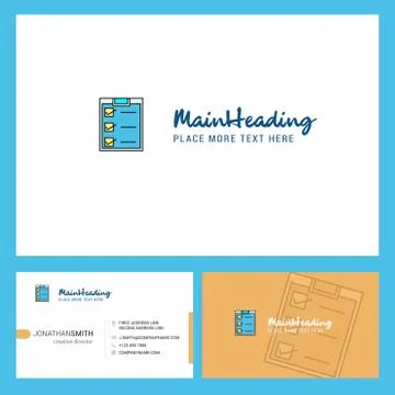 Checklist Logo design with Tagline &amp; Front and Back Busienss Card Template. V Ilustração Stock