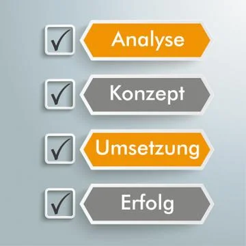 Checklist Long Hexagons Analyse Konzept Umsetzung Erfolg Stock Illustration