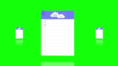 Checklist Looping with Squares on Green Screen Chroma Key Background Stock Footage 337990423