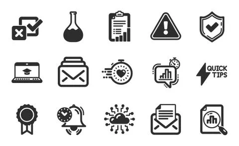 Checklist, Mail and Analytics graph icons set. Checkbox, Quickstart guide and イラスト素材
