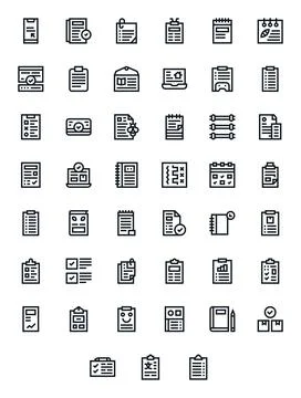 Checklist Modern Vector Collection with 45 Bold Line Retina Ready PIXEL Per.. Illustrazione stock