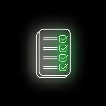 Checklist neon icon showing completing tasks document Stockillustratie