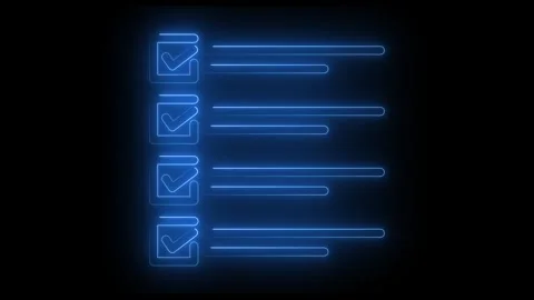 Checklist Neon line icon animation, tick mark icon isolated on Black Background Stock Footage 320473904