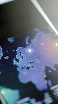 Checklist node glowing above Europe map Stock Photos