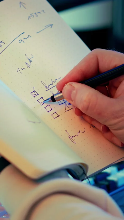 Checklist Notebook Planning Closeup Stock Footage 331032314