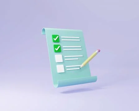 Checklist notepad document to do list 3D render illustration Stock Illustration