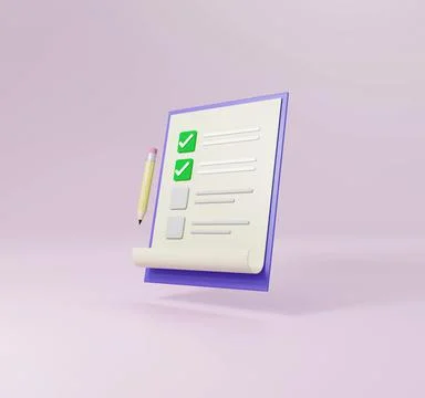 Checklist notepad document to do list clipboard 3D render illustration Stock Illustration