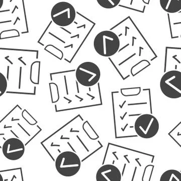 Checklist notepad document seamless pattern background. Business flat vector  Illustrazione stock