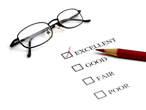 Checklist of Options from Excellent to Poor Stock Photos