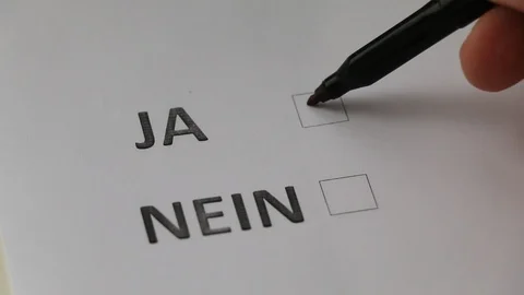 Checklist with the options of yes or no (in German) - Pointing Yes Stock Footage 102861225