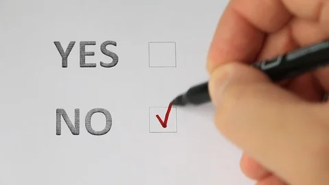 Checklist with the options of yes or no (in English) - Pointing No Stock Footage 102861386