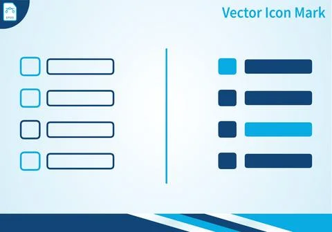 Checklist with outline square boxes and solid square items set. Ilustração Stock