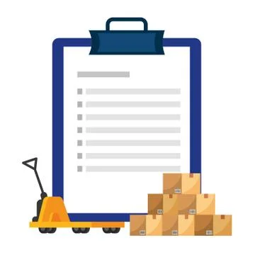 Checklist over pushcart vector illustration Stock Illustration